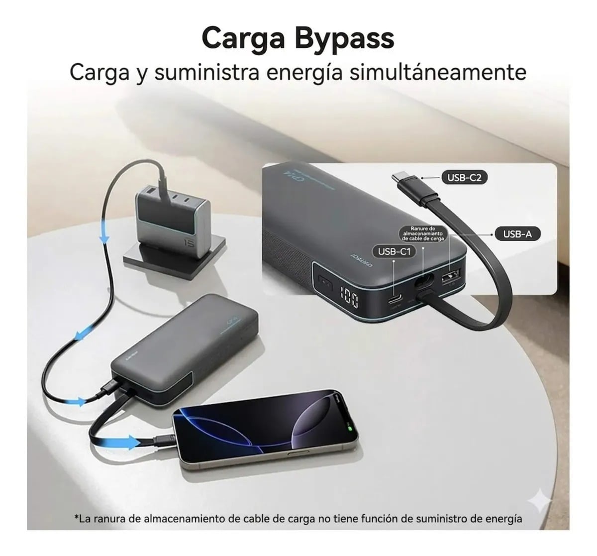 Cargador Portatil CUKTECH 20000mAh Carga Rápida 40W Garantia de 1 Año - 4