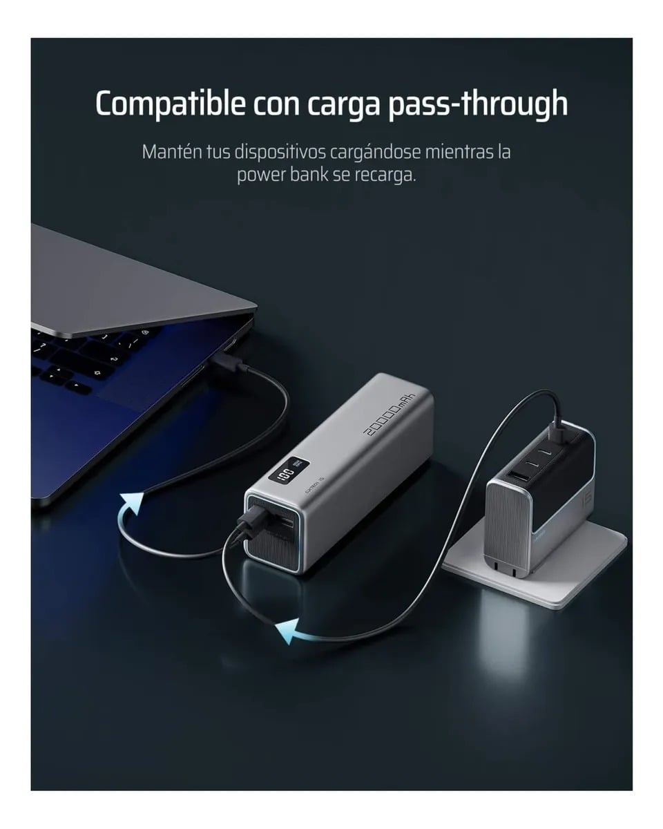 Cargador Portatil CUKTECH 20000mAh Carga Rápida 85W Garantia de 1 Año - 7