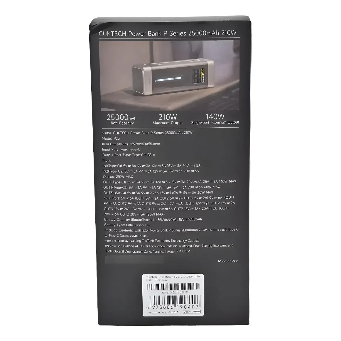 Cargador Portatil 25000mAh CUKTECH Carga Rapida 140W Garantía de 1 Año - 10
