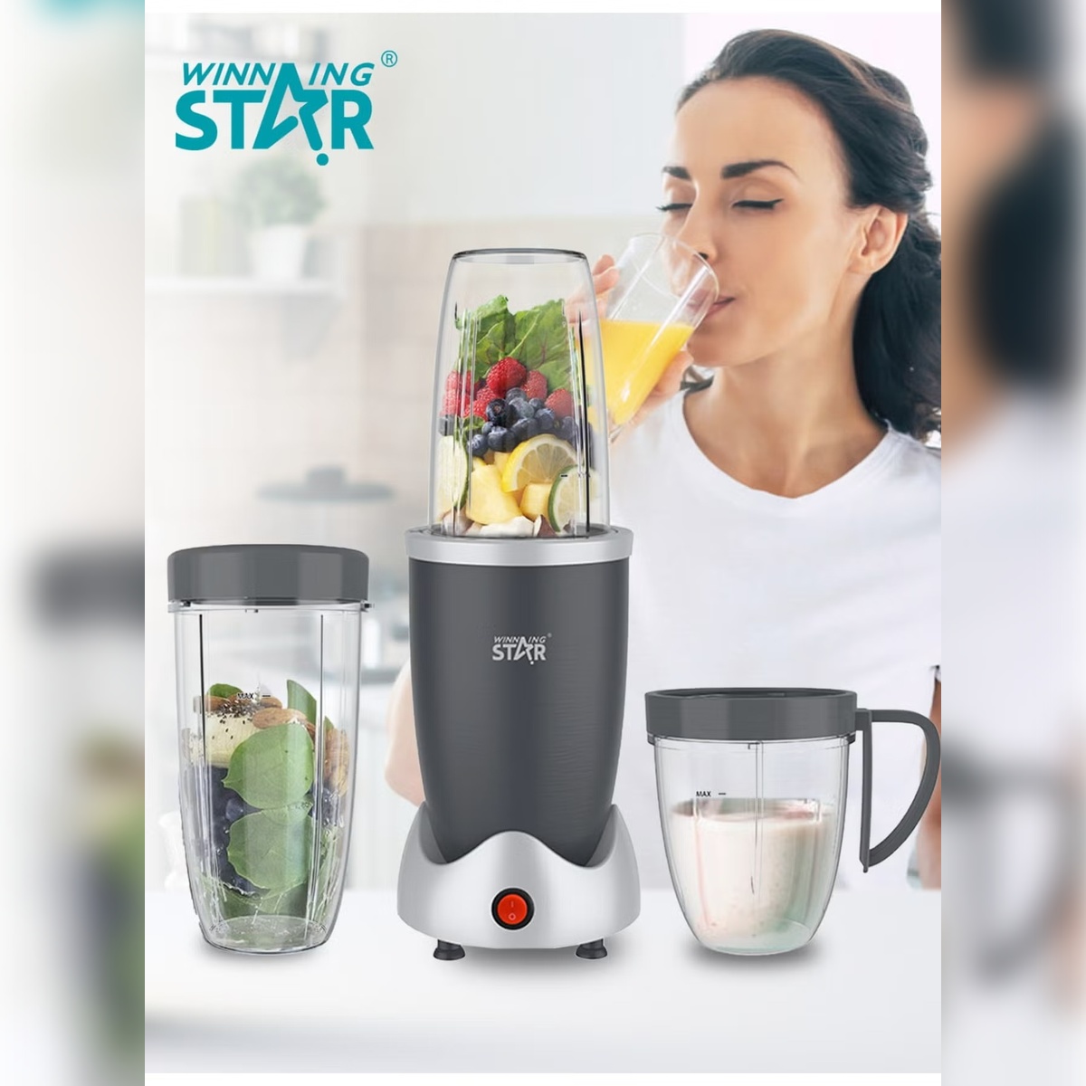 LICUADORA PORTATIL 3 EN 1 WINNING STAR 900W GARANTIA DE 1 AÑO - 2