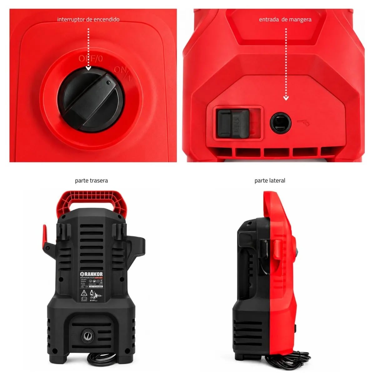 HIDROLAVADORA PORTATIL RANKOR 1400W Garantia de 2 años - 5