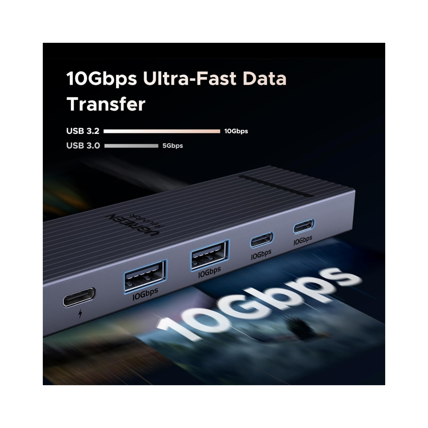UGREEN REVODOK PRO 106 (CM818) HUB USB-C 6 EN 1 DE 10GBPS 4K A 60HZ HDMI para Laptop / Tablet / MacBook / iPad - 3