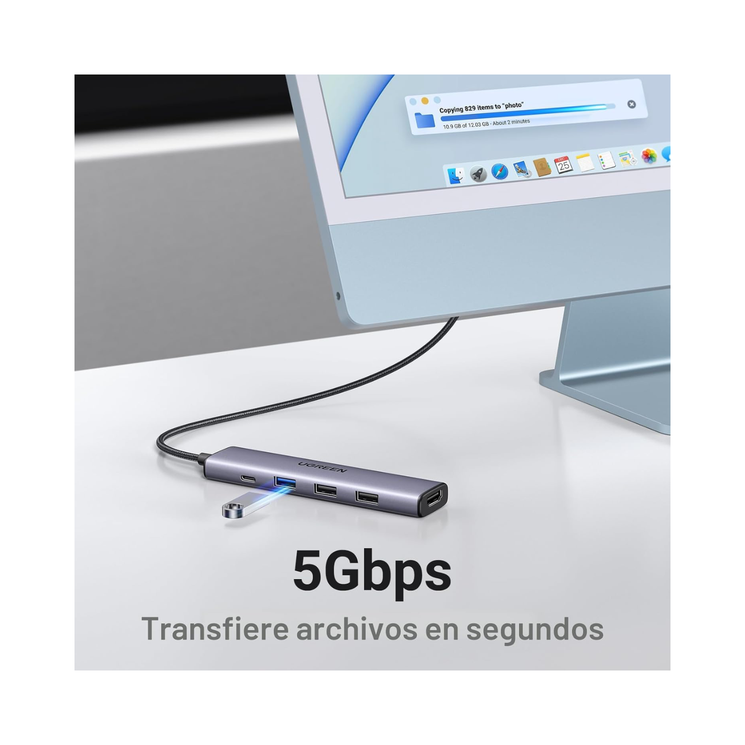 UGREEN REVODOK 105 (CM478) HUB USB-C 5 EN 1 DE 5GBPS 4K A 30HZ HDMI para Laptop / Tablet / MacBook / iPad - 4