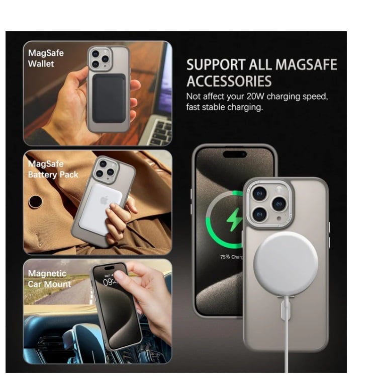 CASE IPHONE 16 PRO MAX PROTECTOR MAGSAFE 360 GRIS - 3