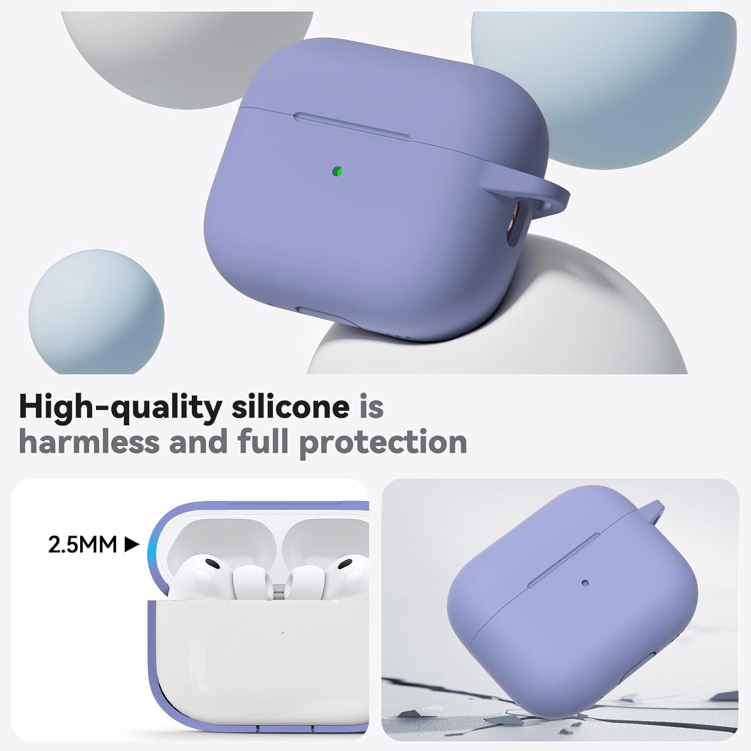 FUNDA SILICONA PARA AIRPODS PRO 3 - LAVANDA - 2