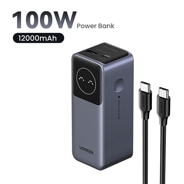 CARGADOR UGREEN 12000MAH 100W FAST CHARGING POWER BANK PB724 NEGRO - 3