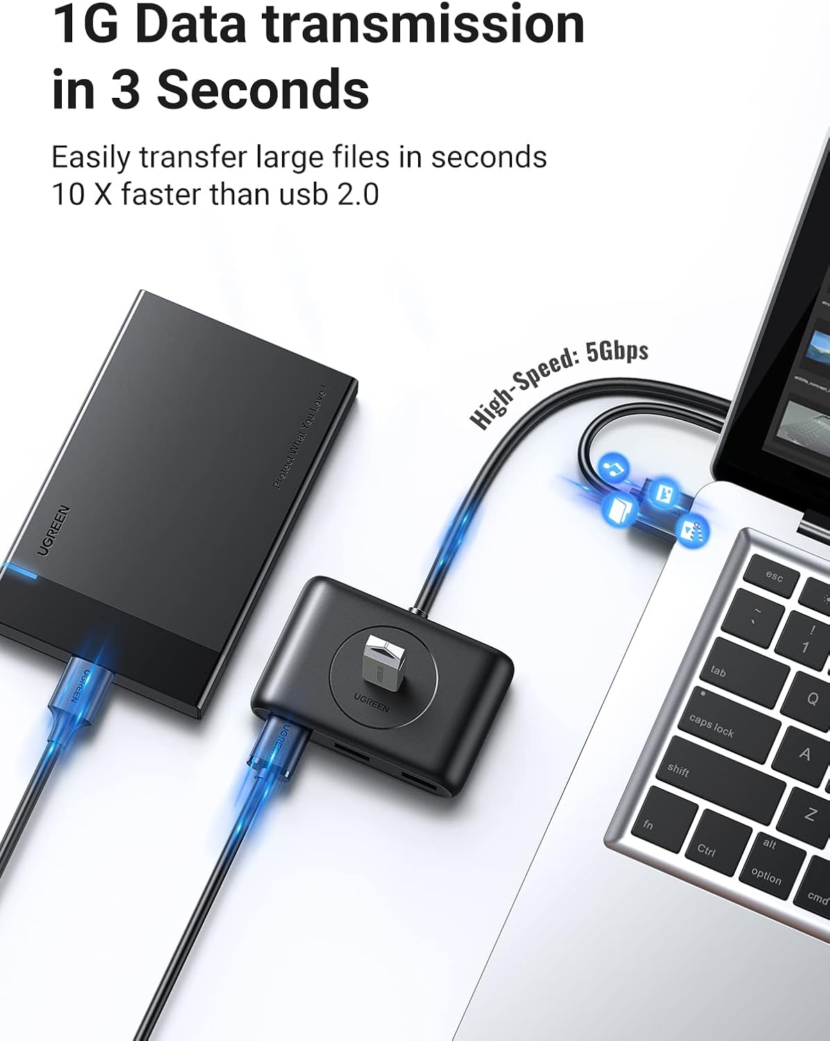 ADAPTADOR DE DATOS USB 3.0 4 EN 1 UGREEN CD130 NEGRO - 3