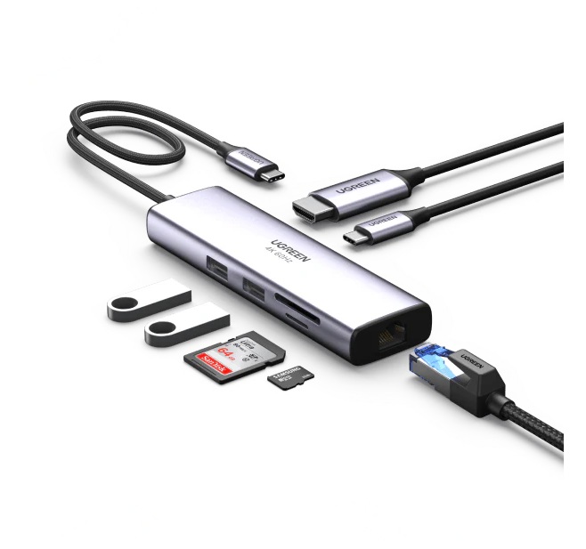 ADAPTADOR UGREEN USB-C MULTIFUNCION GRIS CM478 - 2
