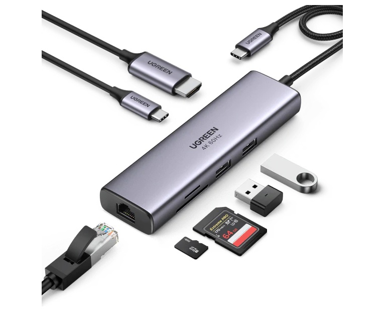 ADAPTADOR UGREEN USB-C MULTIFUNCION GRIS CM478 - 3