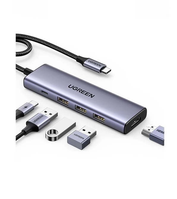ADAPTADOR UGREEN HUB USB-C 5 EN 1 CM511 GRIS - 2
