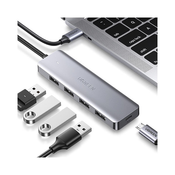 ADAPTADOR UGREEN CM219 USB-C 3.0 DE 4 PUERTOS GRIS - 2