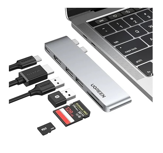 ADAPTADOR UGREEN MULTIFUNCIONAL HUB 6IN 2 USB/C CM380 GRIS - 3