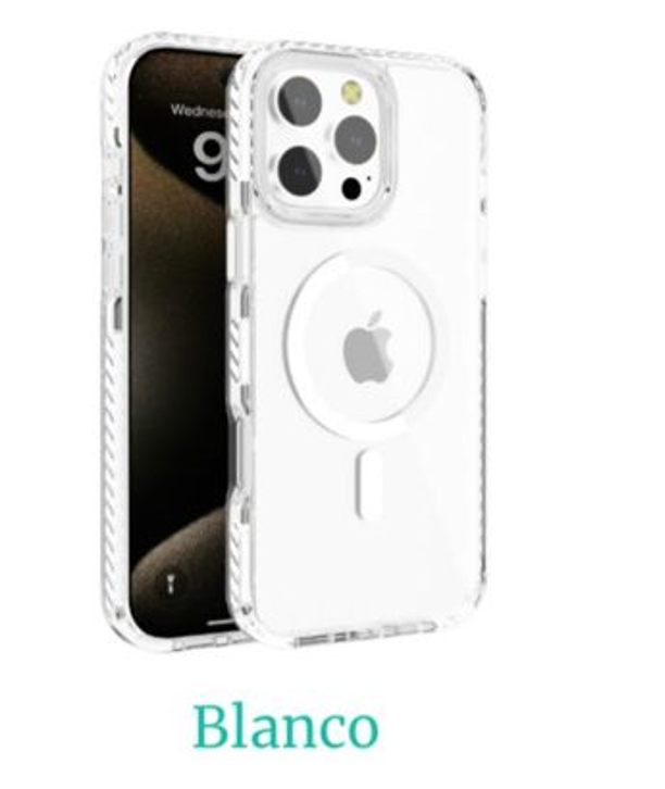 CASE MAGSAFE TRANSPARENTE CON BORDE PLOMO-IPHONE 16 PRO - 1