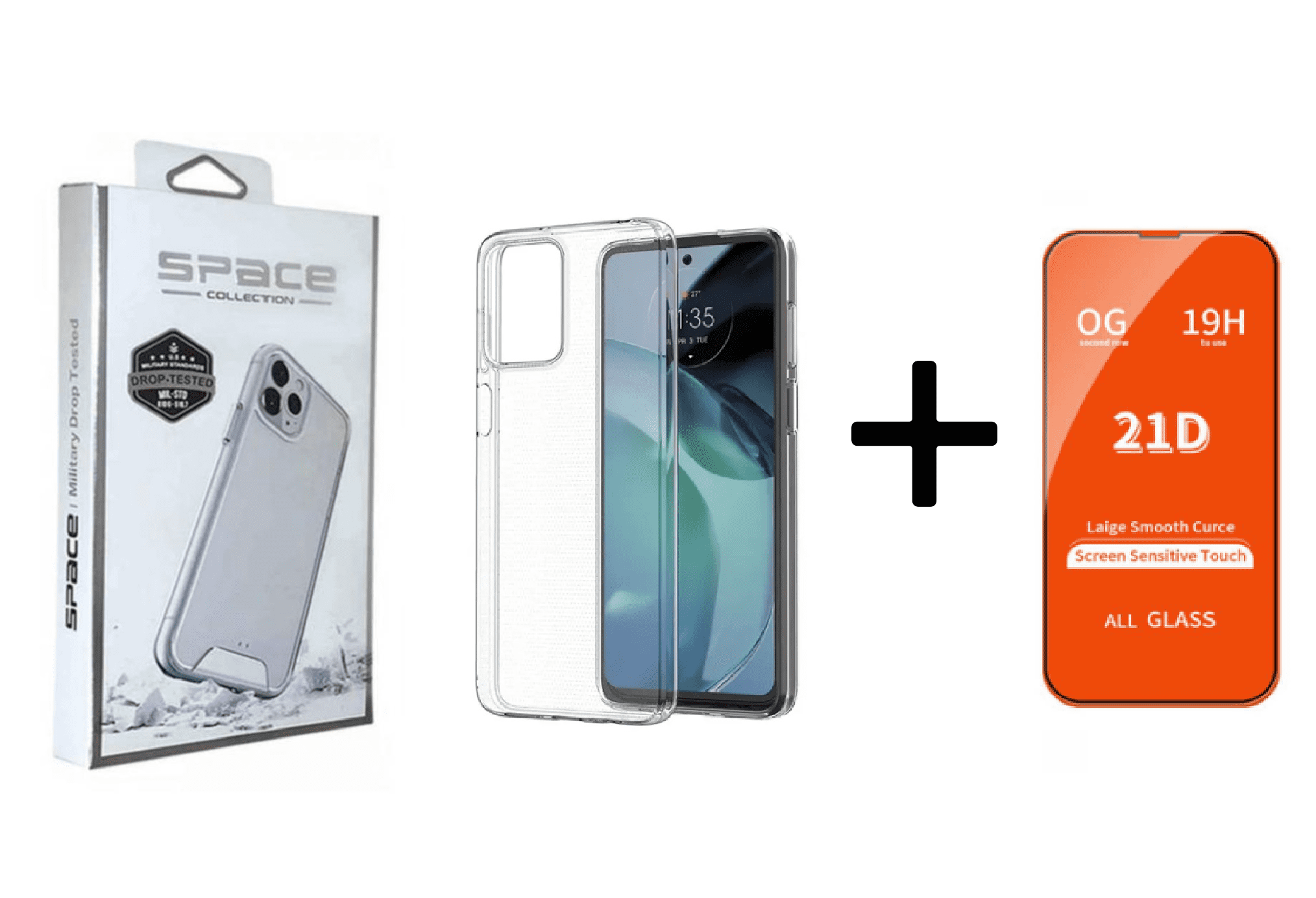 CASE SPACE Y VIDRIO TEMPLADO PARA MOTOROLA G53 - 1