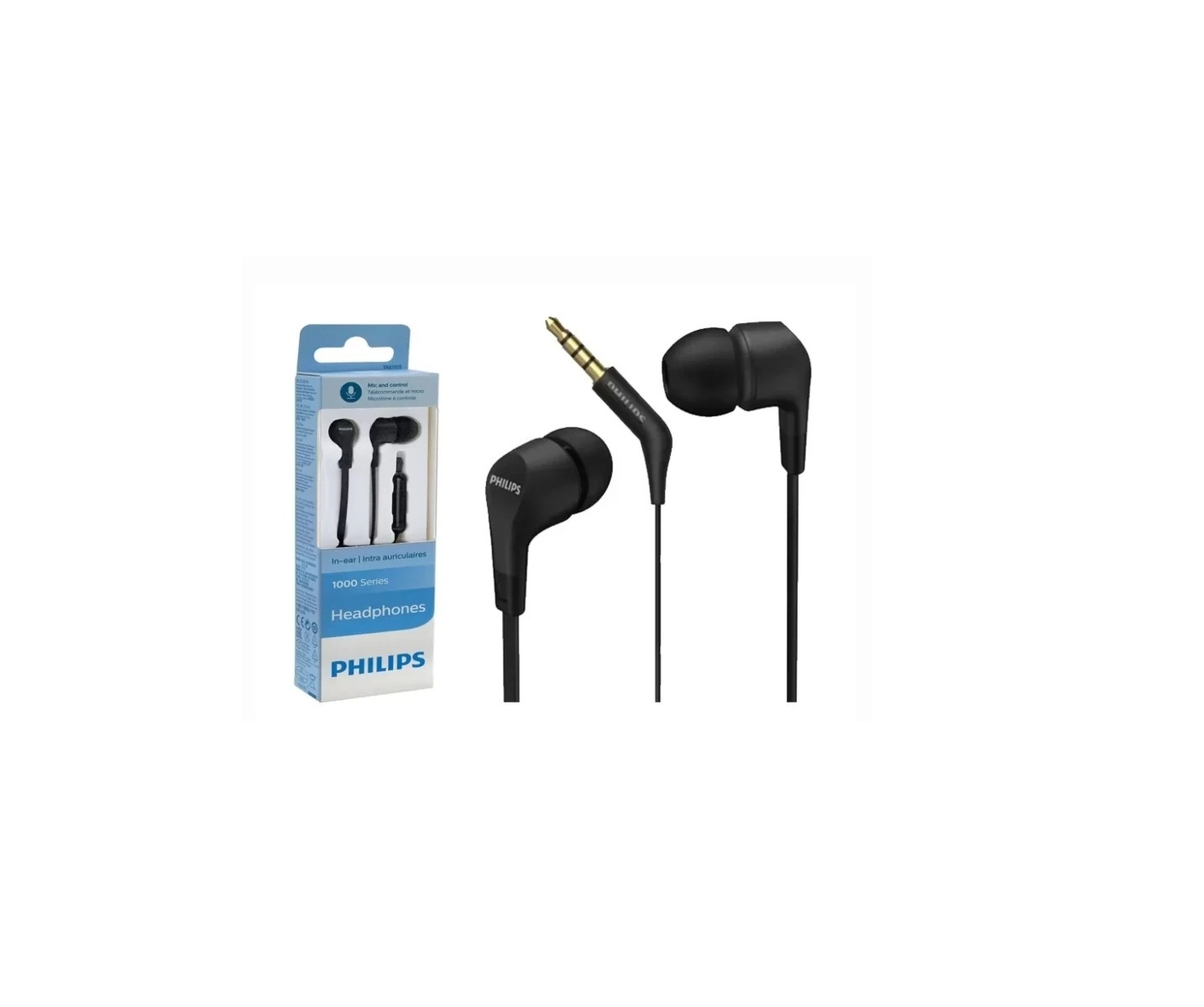AUDÍFONOS PHILIPS IN-EAR TAE1105 CON MICRÓFONO NEGRO - 1