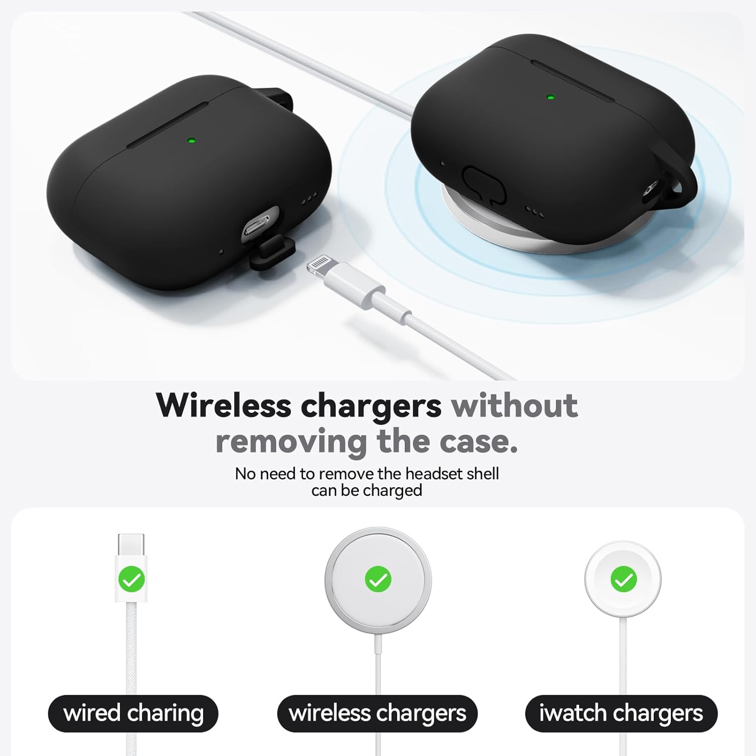 FUNDA SILICONA PARA AIRPODS PRO 3 -NEGRO - 2