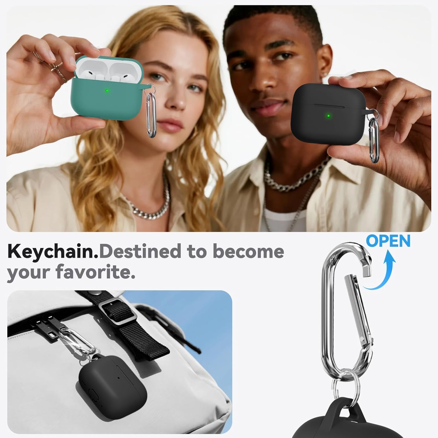 FUNDA SILICONA PARA AIRPODS PRO 3 -NEGRO - 4