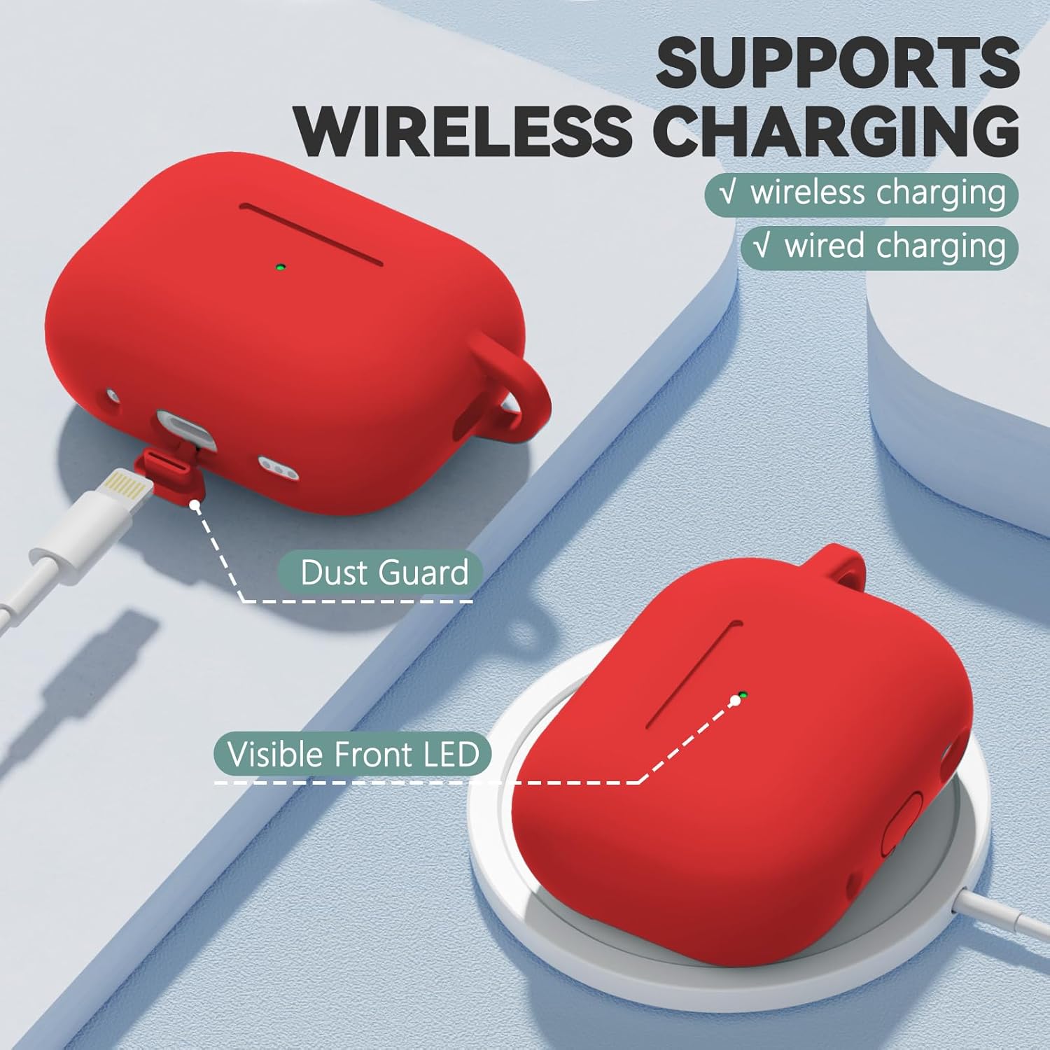 FUNDA SILICONA PARA AIRPODS PRO 3 -ROJO - 3