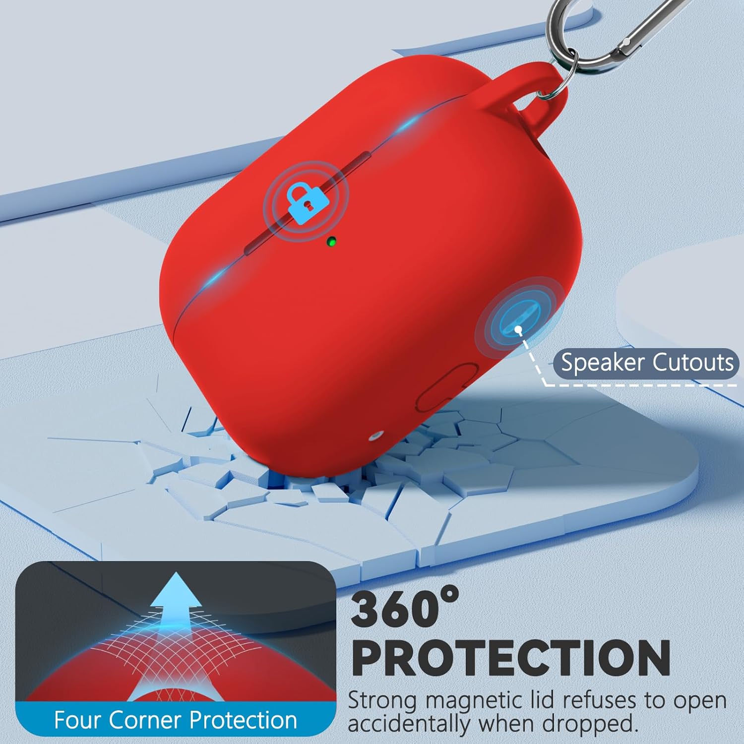 FUNDA SILICONA PARA AIRPODS PRO 3 -ROJO - 4