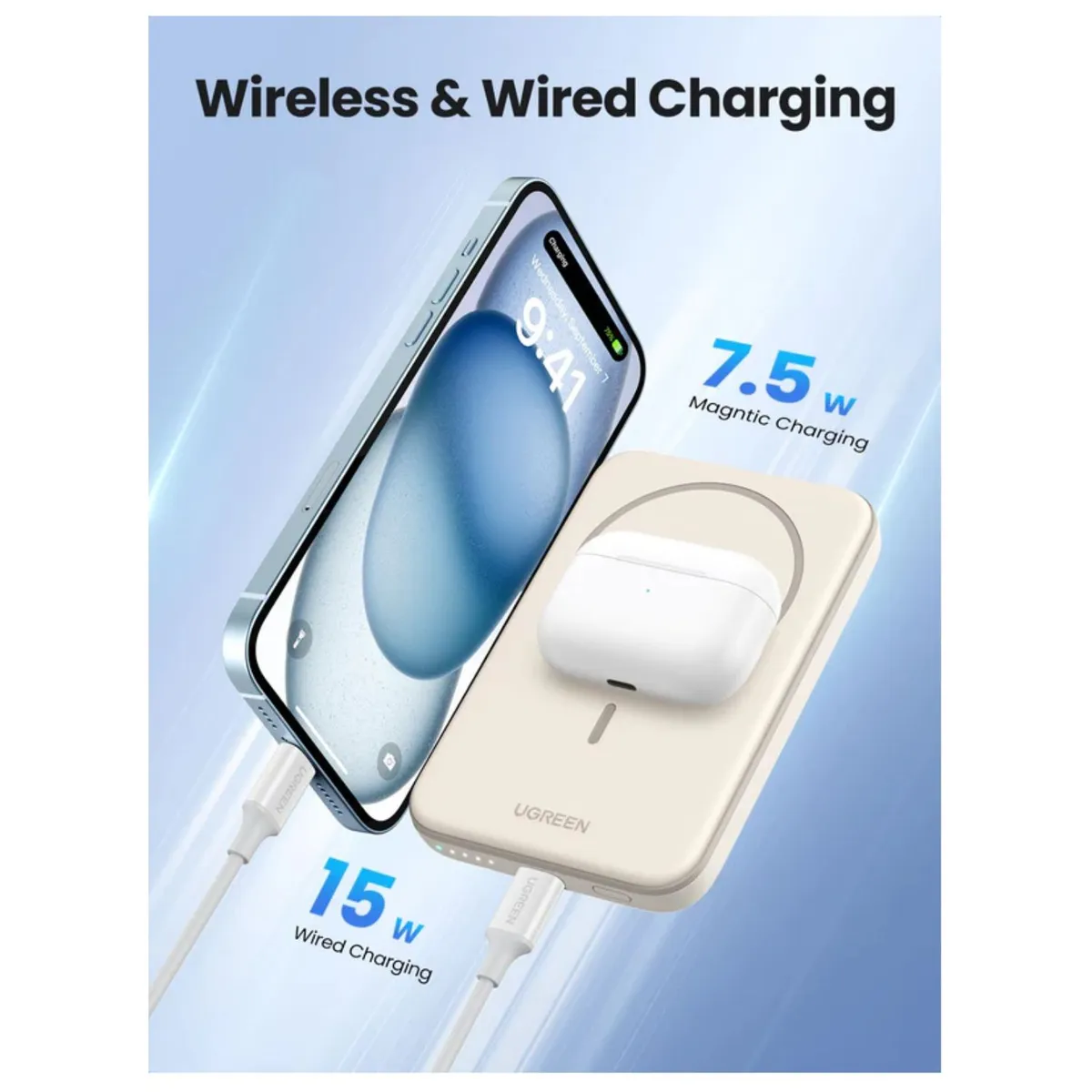 UGREEN POWER BANK MAGNÉTICO BEIGE DE 5000MAH - BEIGE - 5