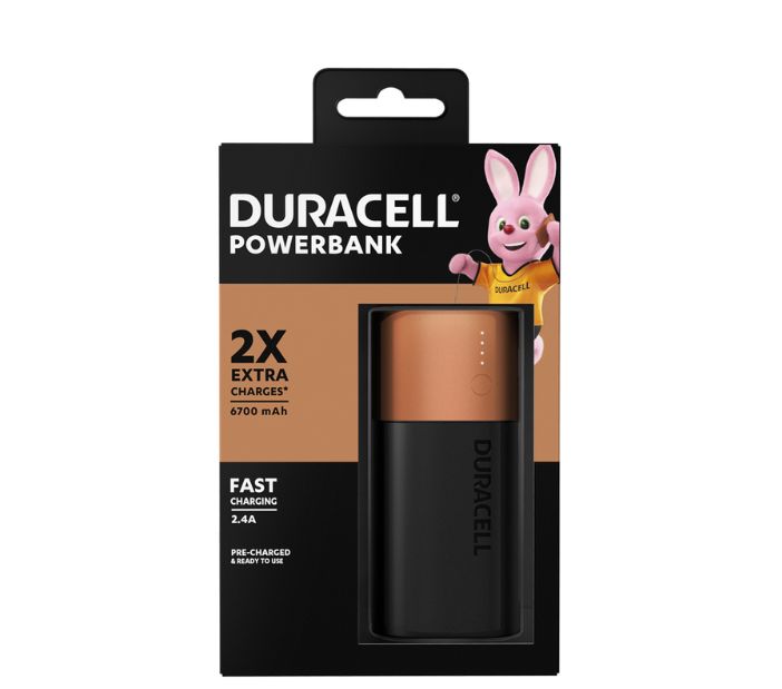 POWER BANK DURACELL PB2 6700MAH CARGA RÁPIDA 2.4A 2X EXTRA CHARGES - 1