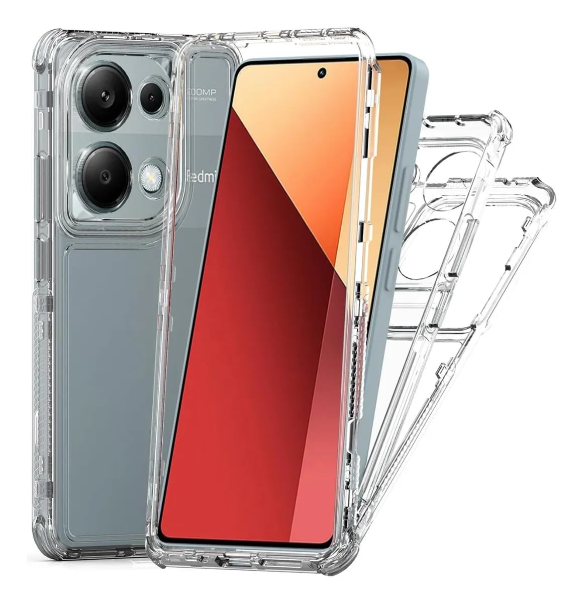 CASE 360 SON 3 EN 1 TRANSPARENTE PARA REDMI 13 PRO 4G - 1