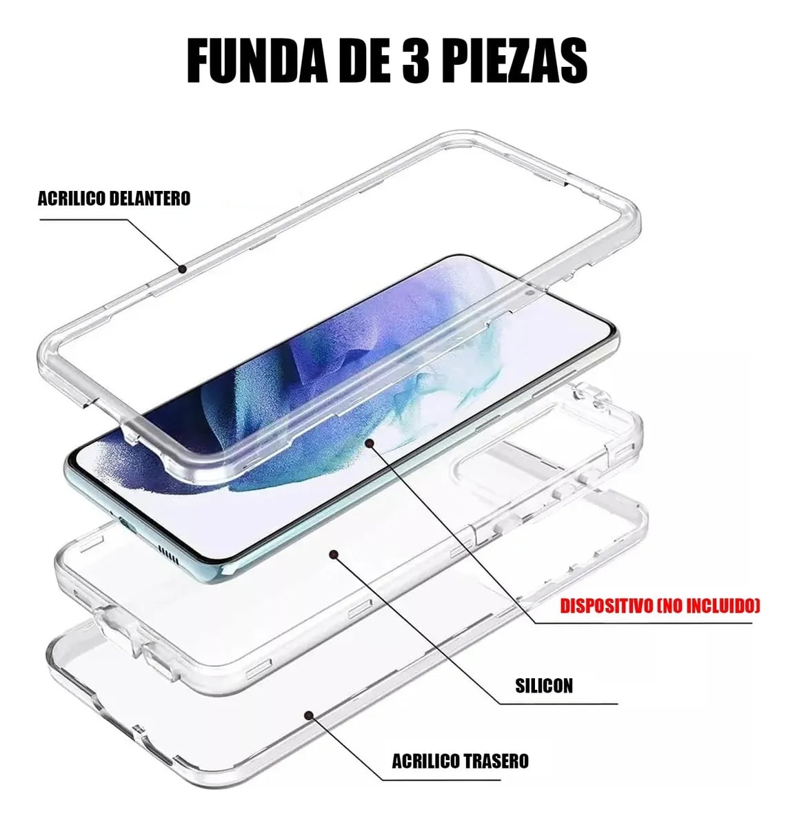 CASE 360 SON 3 EN 1 TRANSPARENTE PARA REDMI 13 PRO 4G - 3