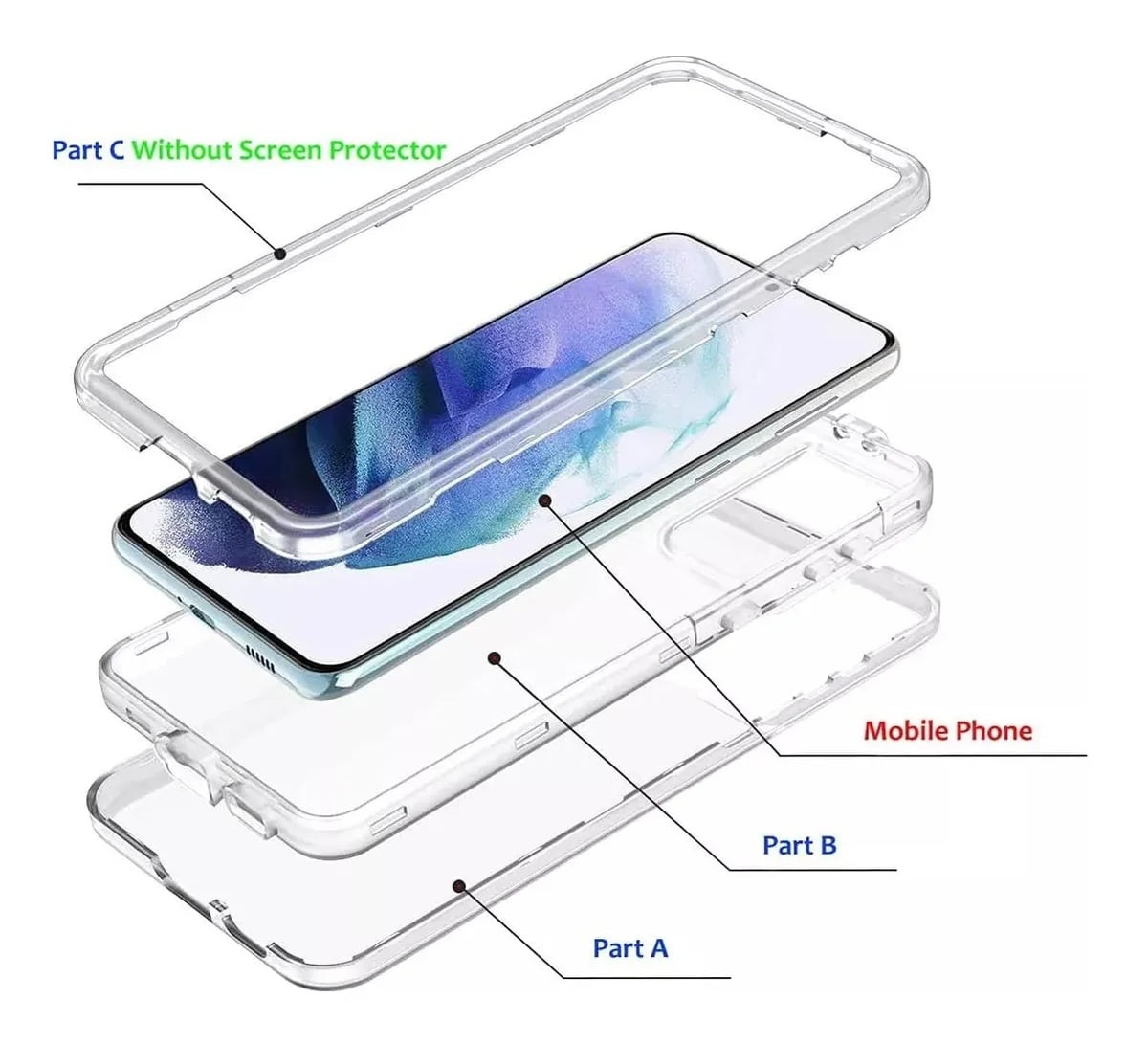 CASE 360 SON 3 EN 1 TRANSPARENTE PARA SAMSUNG A56 - 2