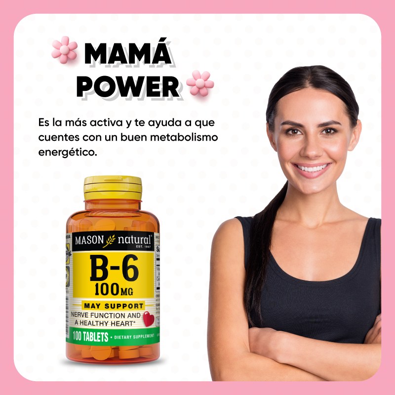 VITAMINA MASON NATURAL B6 100MG 100 TABLETAS - 3