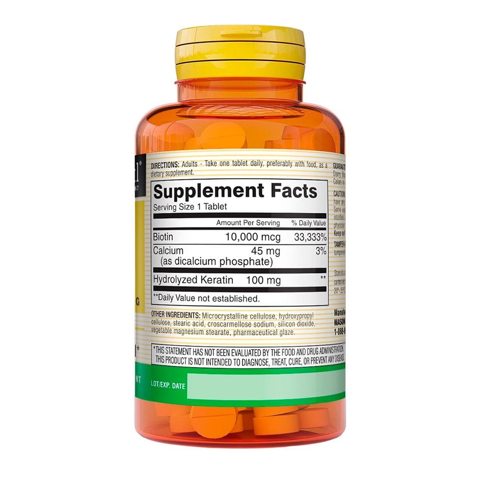 SUPLEMENTO MASON NATURAL BIOTINA MASON 10.000MCG + KERATINA 100MCG 60 TABLETAS - 2