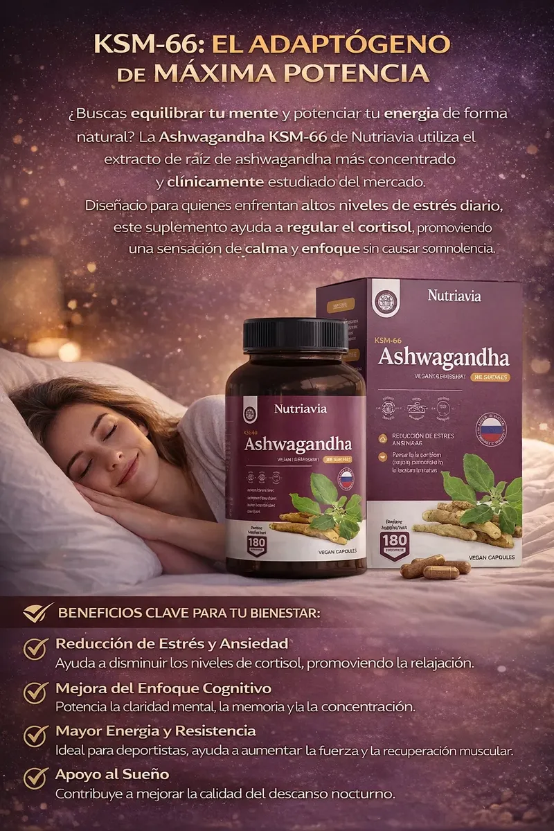 ASHWAGANDHA KSM 66 CONCENTRADO NUTRAVIA 600MG 180 CAPSULAS - 3