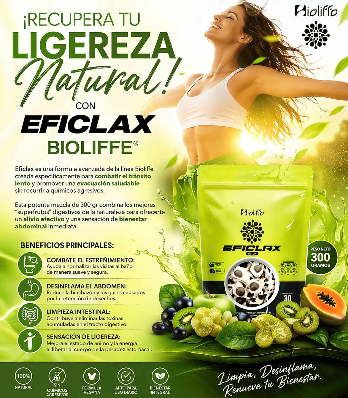 EFICLAX BIOLIFFE LIMPIEZA DEL ORGANISMO DETOX 30 SOBRES 300G - 3