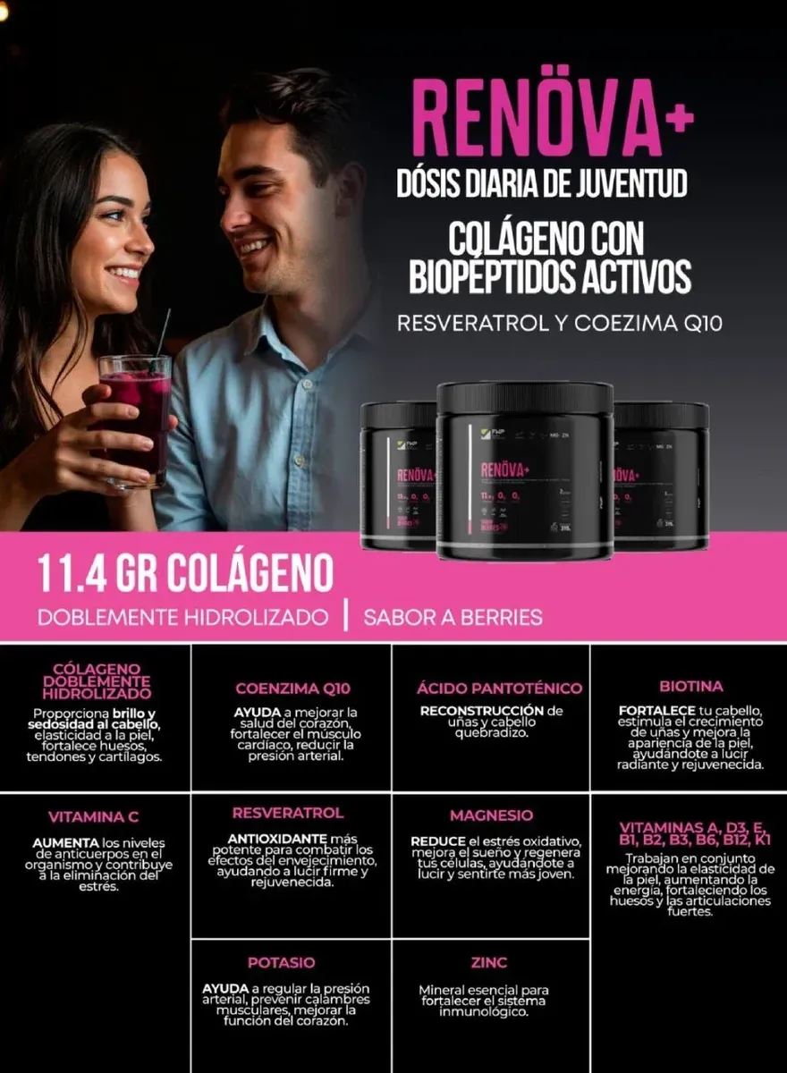 RENÖVA+ COLÁGENO HIDROLIZADO CON BIOPÉPTIDOS ACTIVOS 315GR - 3