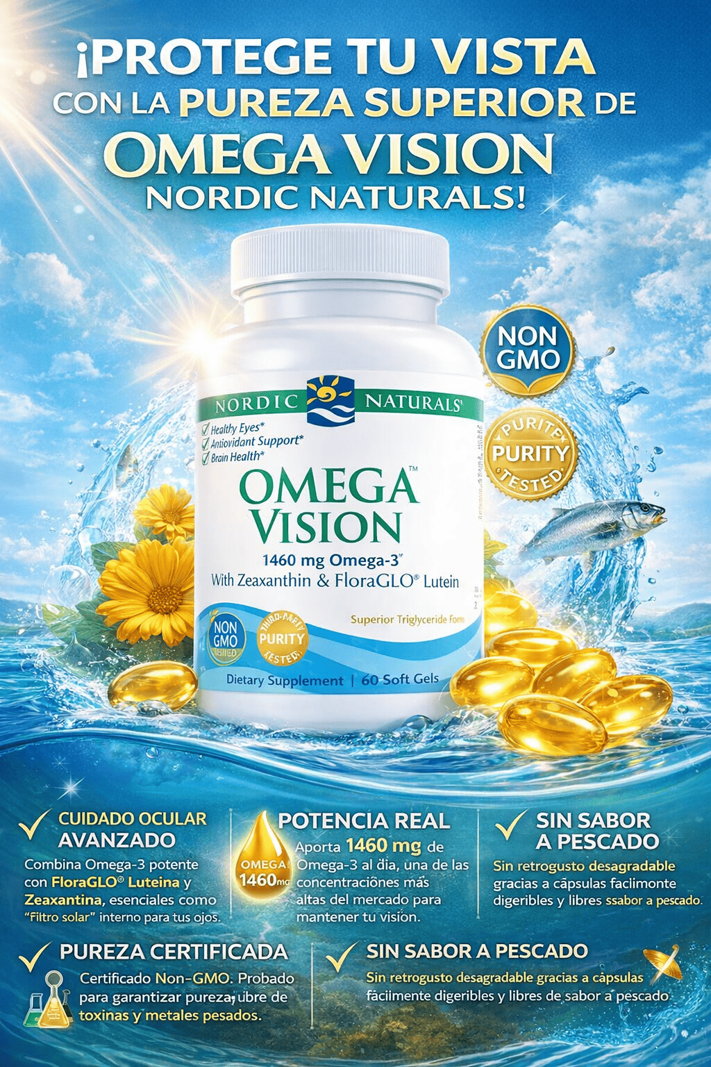 OMEGA VISIÓN LUTEÍNA Y ZEAXANTINA 1460 OMEGA 3 NORDIC 60 CÁPSULAS - 3