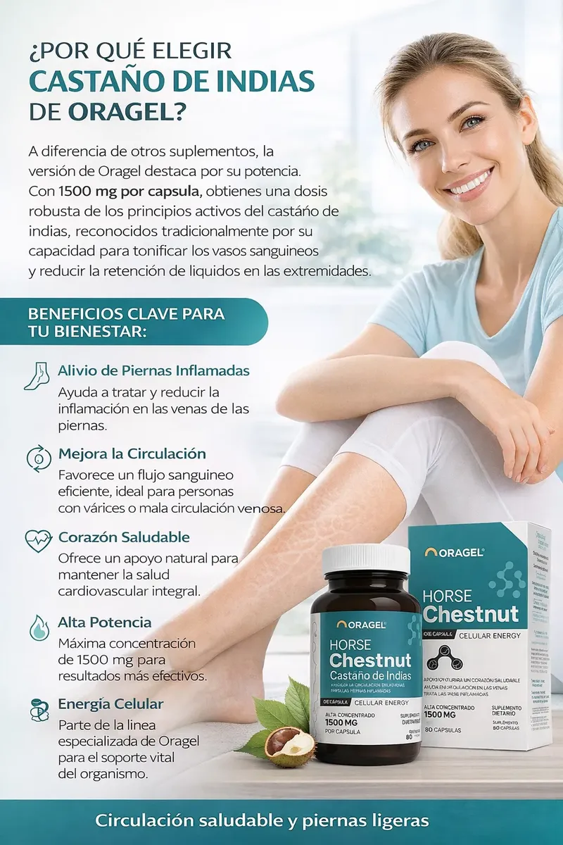 CASTAÑO DE INDIAS ORAGEL CALIDAD ESPAÑOL 1500MG 80 CAPSULAS - 2