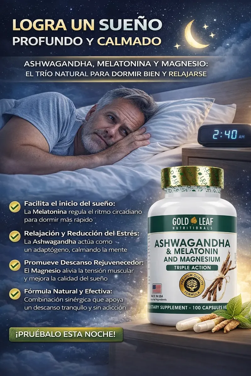 ASHWAGANDHA CON MELATONINA Y MAGNESIO GOLD LEAF 100 CAPSULAS - 6