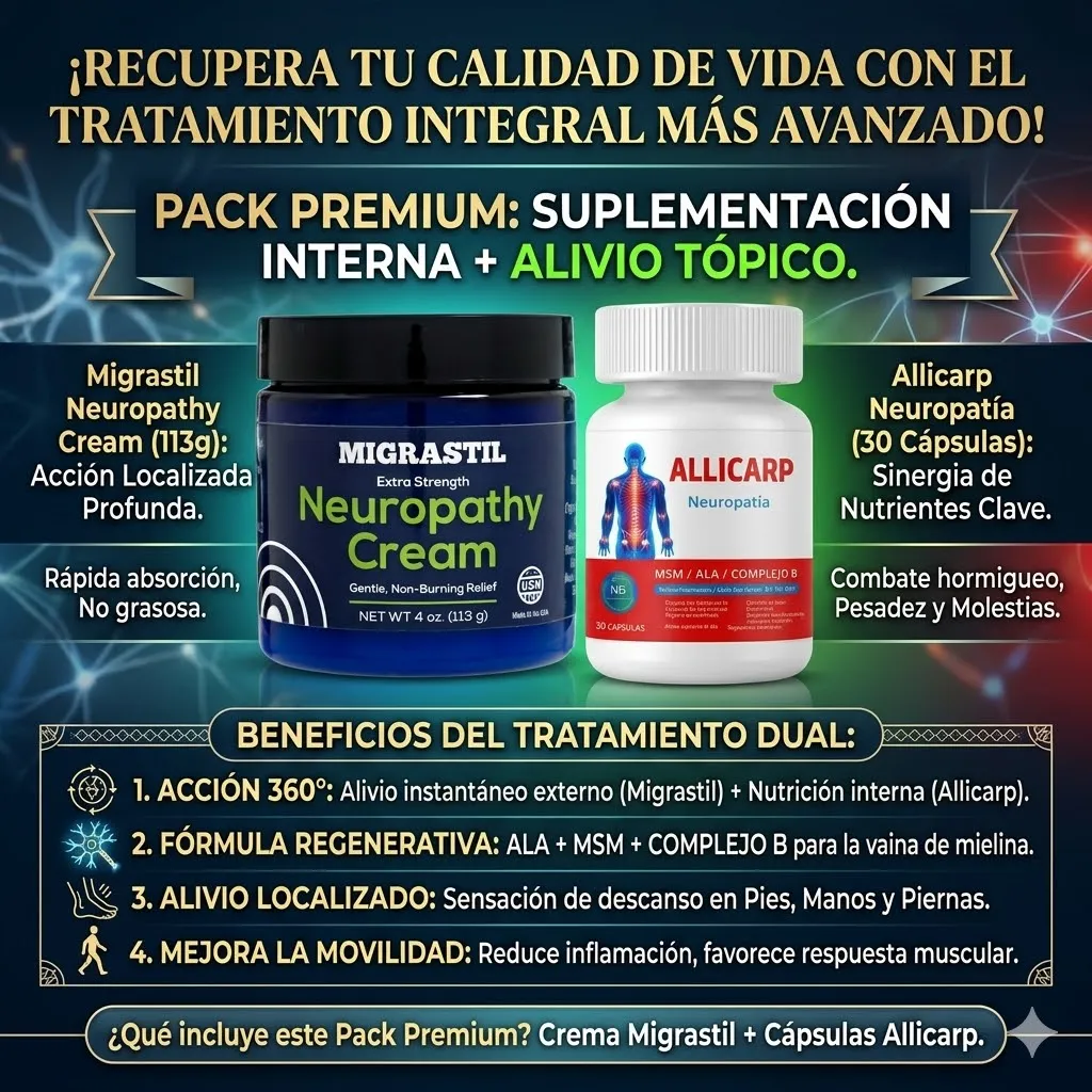 PACK TRATAMIENTO NEUROPATÍA CREMA MIGRASTIL + ALLICARP 30 CAPSULAS - 2