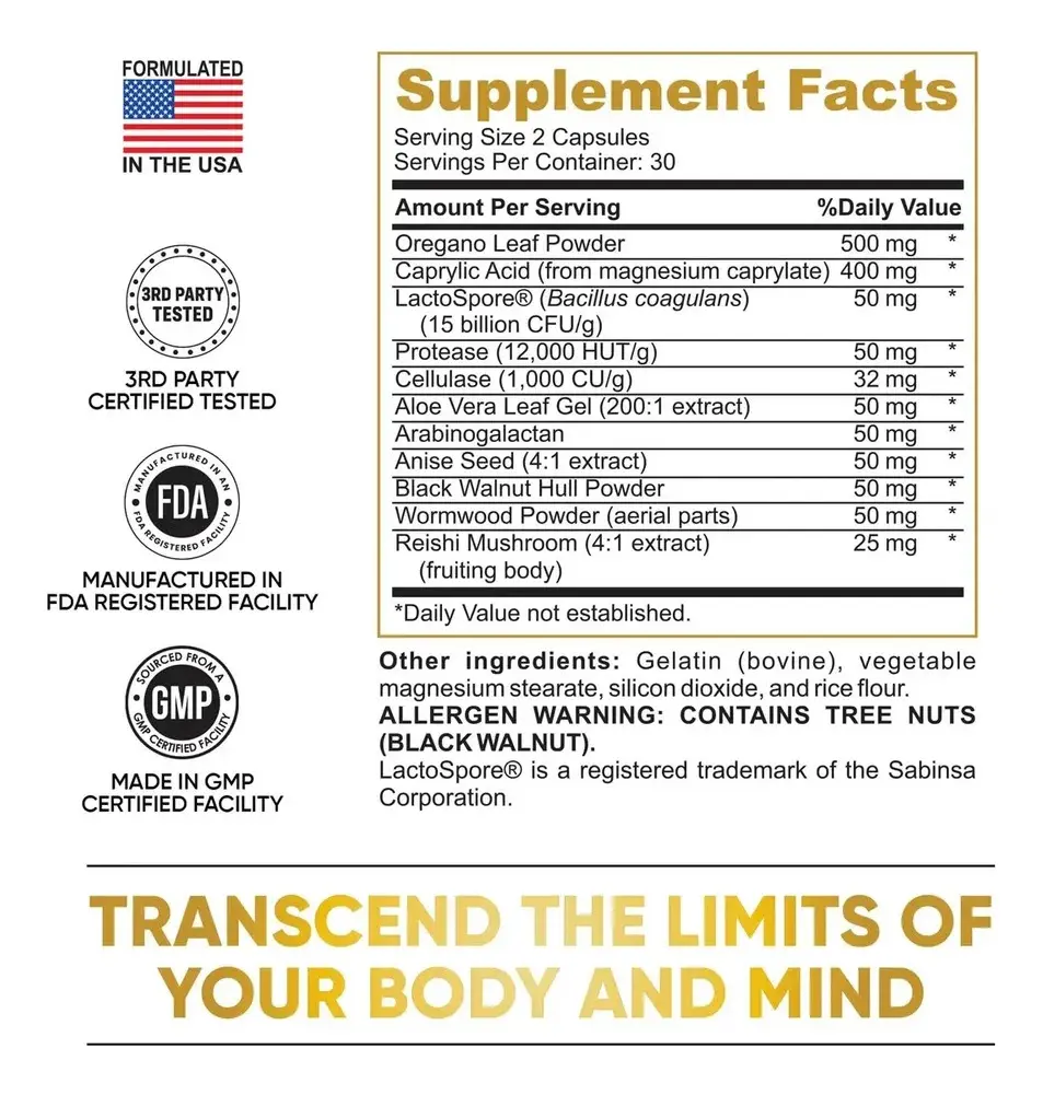 PURE PEAK CANDIDA CLEANSE AYUDA AL INTESTINO 60 CAPSULAS SABOR SIN SABOR - 3