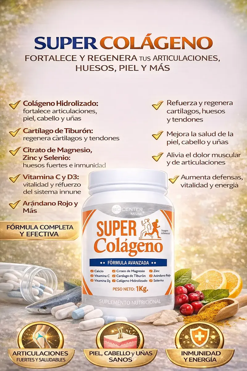 SUPER COLAGENO BIOCENTER NATURAL SALUD OSTEO ARTICULAR 1 KG POLVO - 2