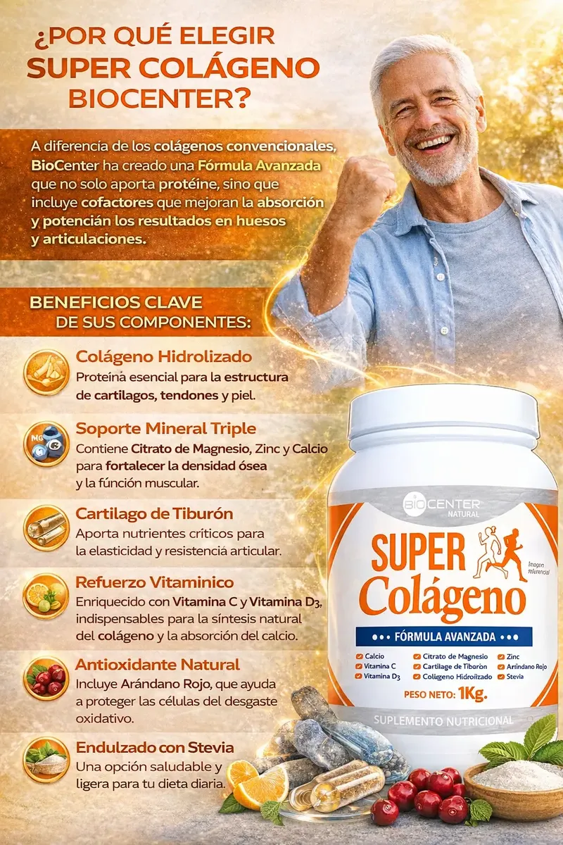 SUPER COLAGENO BIOCENTER NATURAL SALUD OSTEO ARTICULAR 1 KG POLVO - 3
