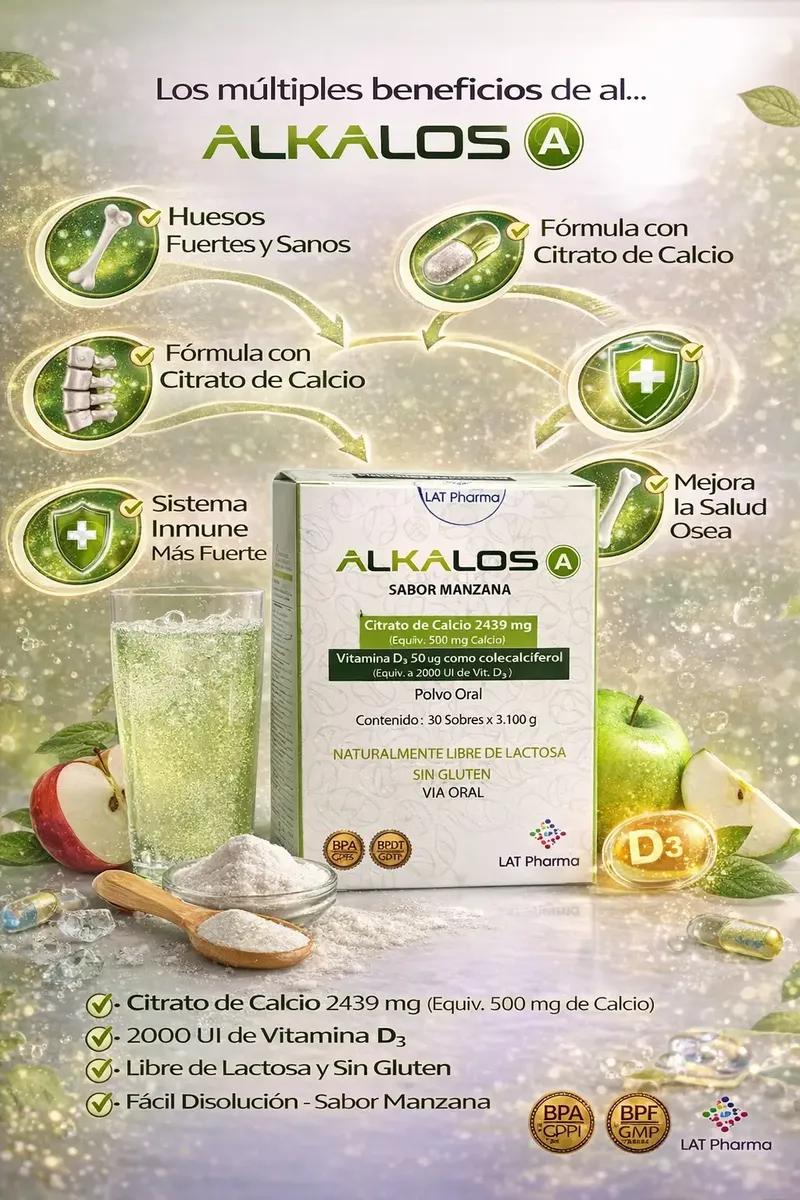 ALKALOS A BIOHEALT CITRATO DE CALCIO - VIT D3 CAJA 30 SOBRES - 2