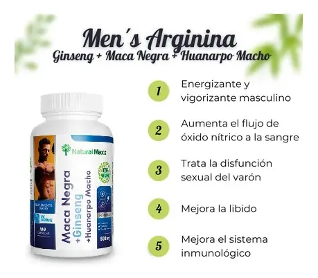 MACA NEGRA + GINSENG + HUANARPO 500MG NATURALMAX 100 CAPSULAS - 2