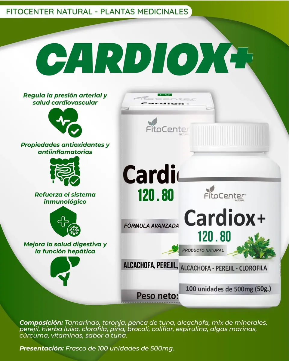 CARDIOX 500MG FITOCENTER SOPORTE ARTERIAL 100 CAPSULAS - 2