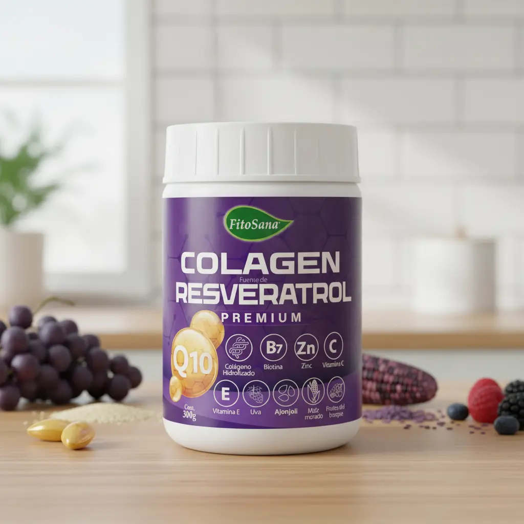 COLAGEN RESVERATROL Q10 FITOSANA EFECTO ANTIOXIDANTE 300G - 6