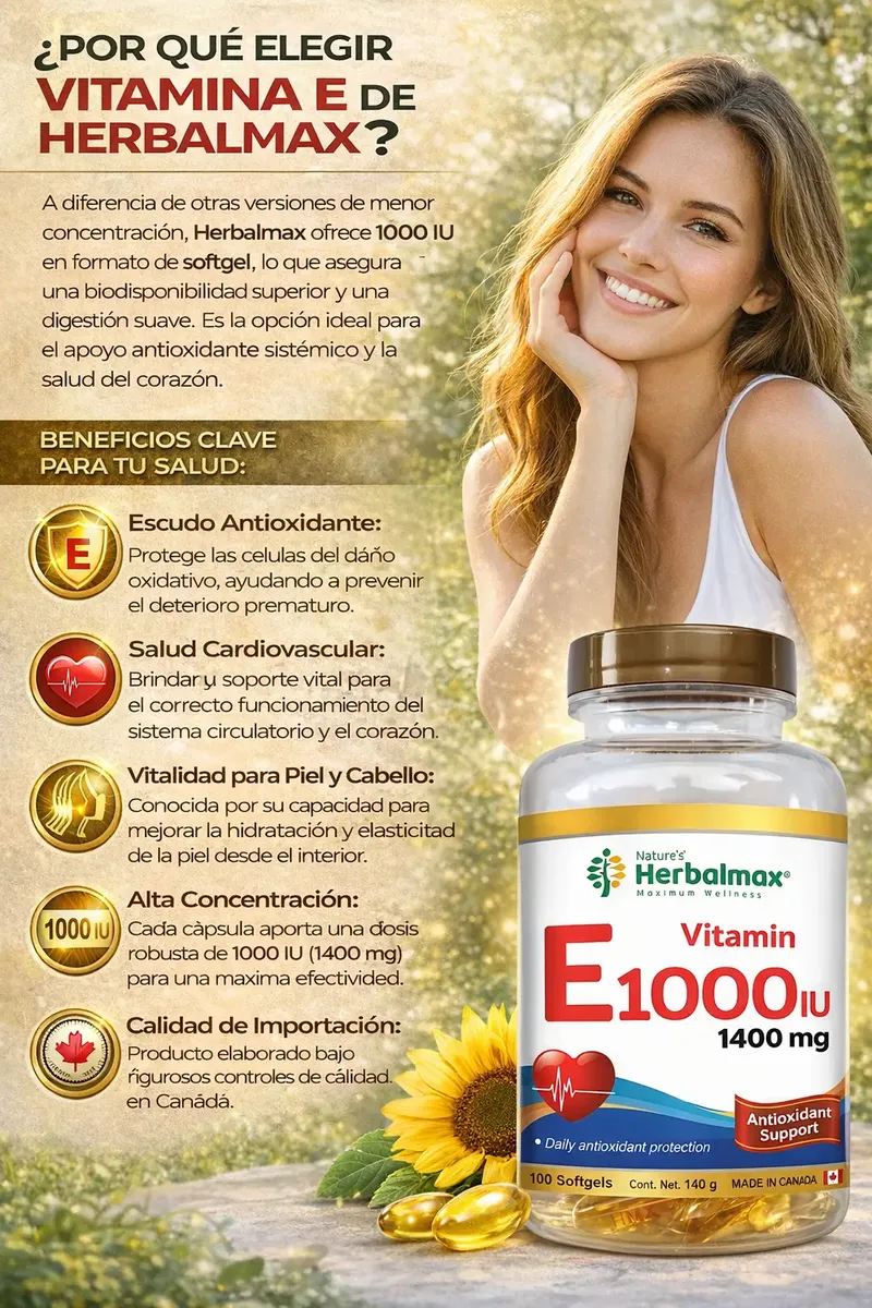 VITAMINA E 1000IU HERBALMAX ANTIOXIDANTE 1400MG 100 CAPSULAS - 2