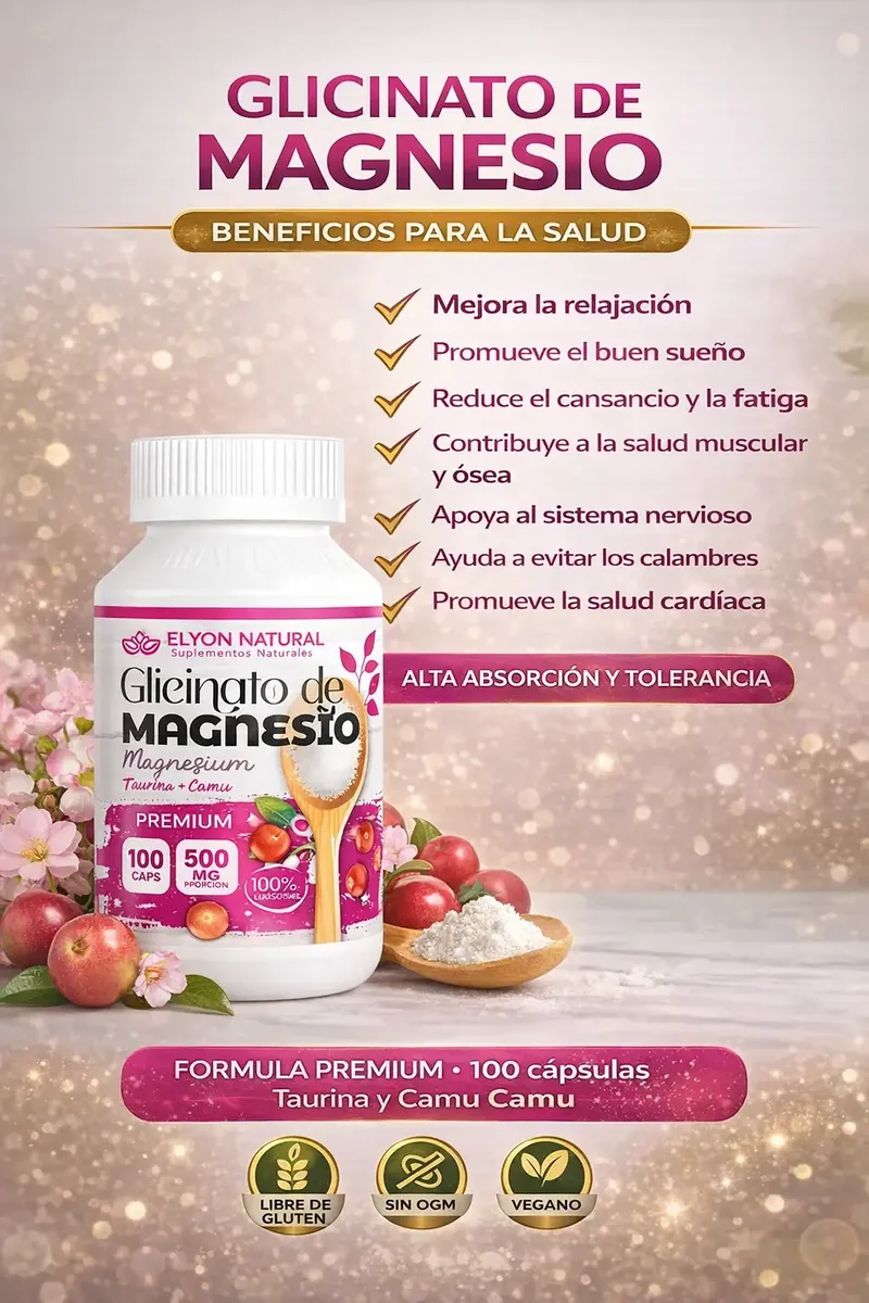 GLICINATO DE MAGNESIO ELYON NATURAL RELAJANTE - ENERGÍA 500MG 100 CAPSULAS - 2