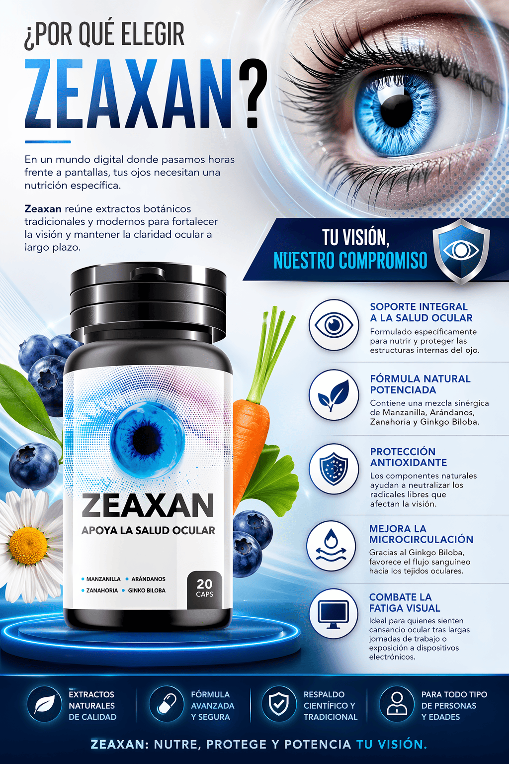 ZEAXAN 500MG RECUPERA TU VISIÓN 20 CAPSULAS 03 FRASCOS - 2