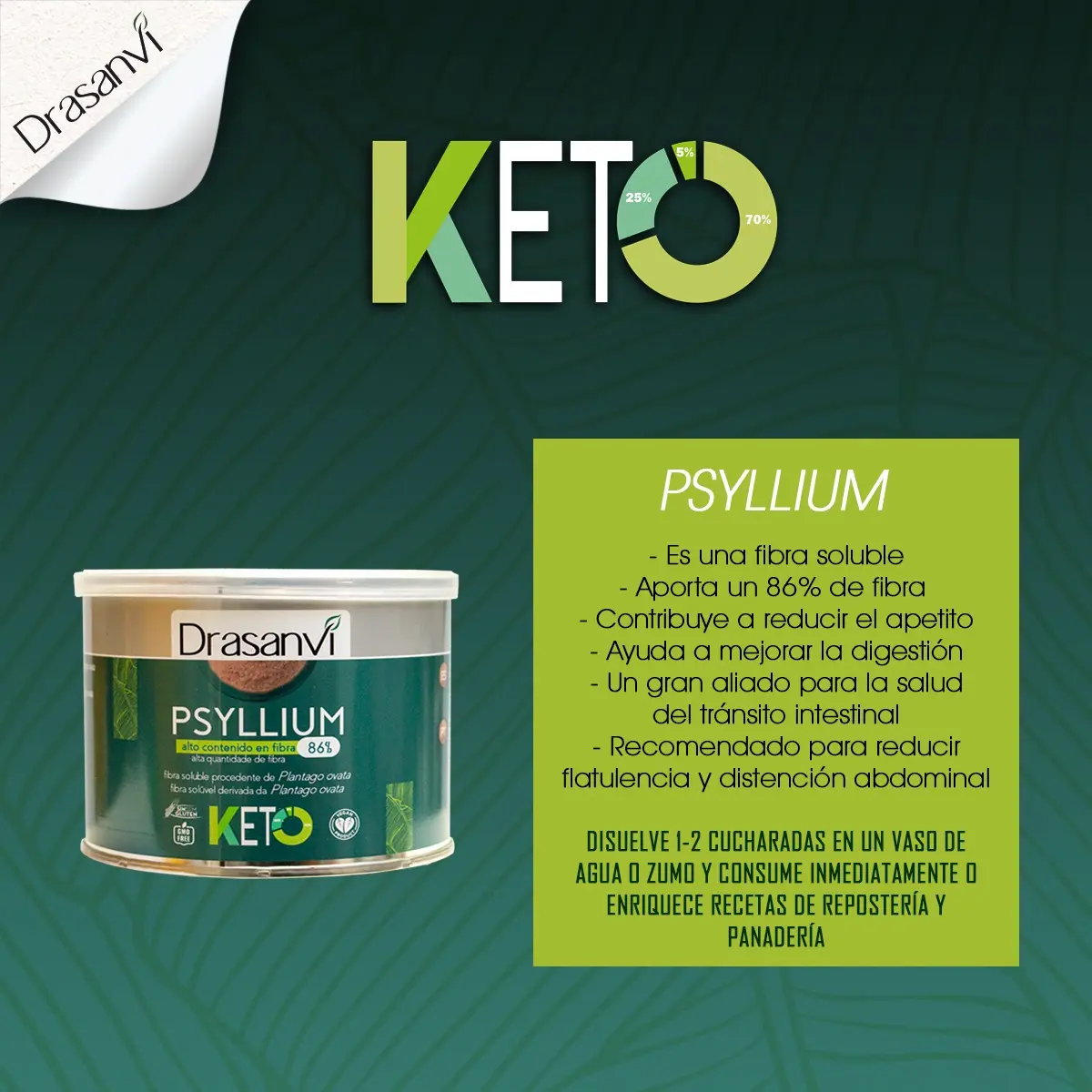 PSYLLIUM BIO KETO MEJOR FUNCIÓN INTESTINAL DRASANVI 200GR - 4
