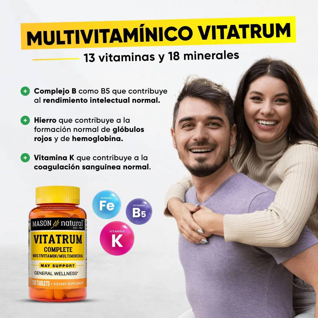 VITATRUM MASON NATURAL VITAMINAS - MINERALES 130 TABLETAS - 4