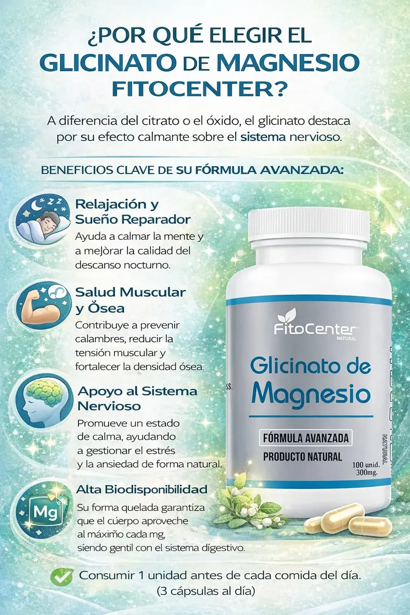 GLICINATO DE MAGNESIO FITOCENTER NATURAL 300MG 100 CAPSULA - 2